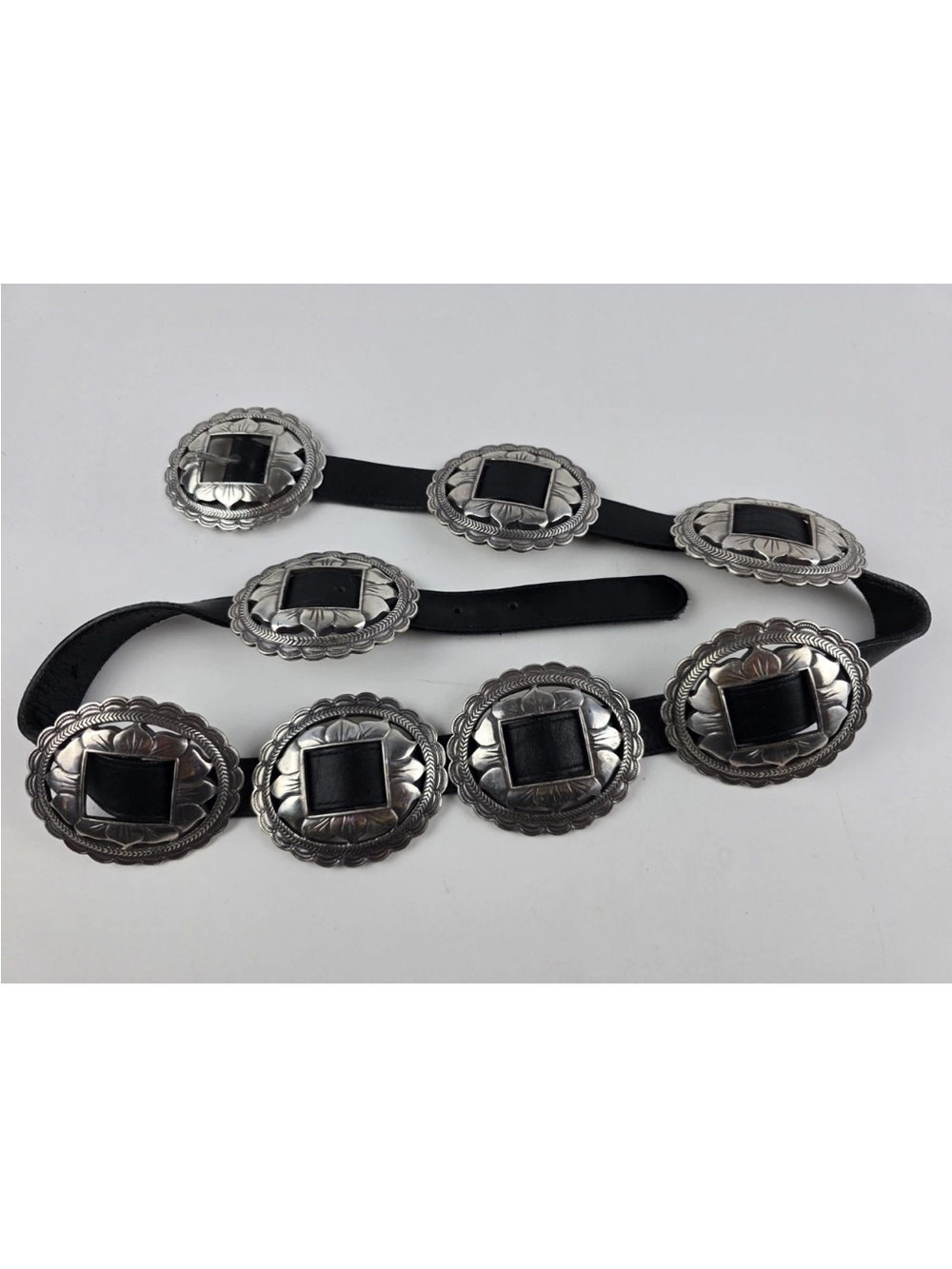 Brighton Heavy Sunflower Black Leather Sliding Concho Belt XL - Picture 12 of 12
